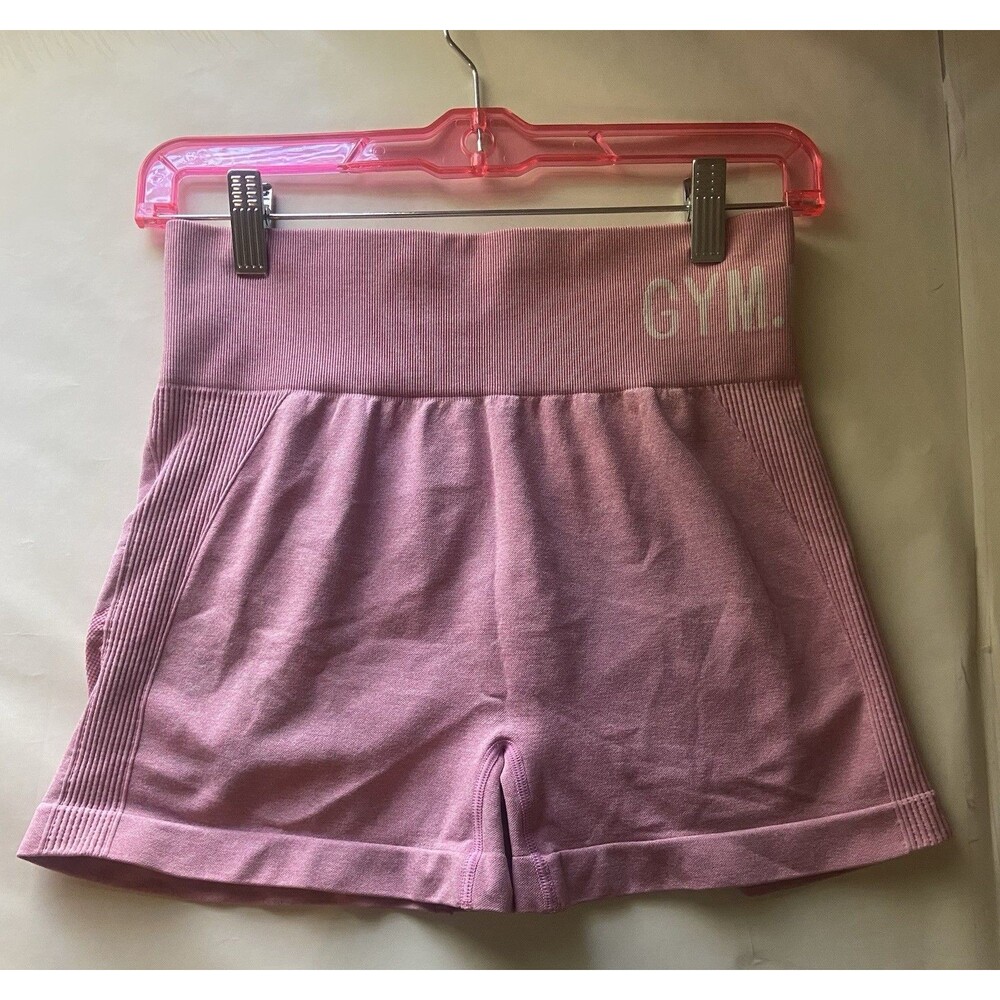 GYM.MINUTE Glute Enhancing High Rise Athletic Shorts Womens L Pink Athleisure